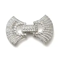 Rack Plating Bowknot Brass Micro Pave Clear Cubic Zirconia Fold Over Clasps