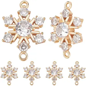 10Pcs Brass Micro Pave Clear Cubic Zirconia Connector Charms