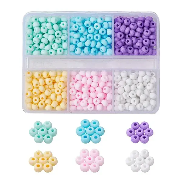 660Pcs 6 Colors Handmade Frosted Porcelain Beads