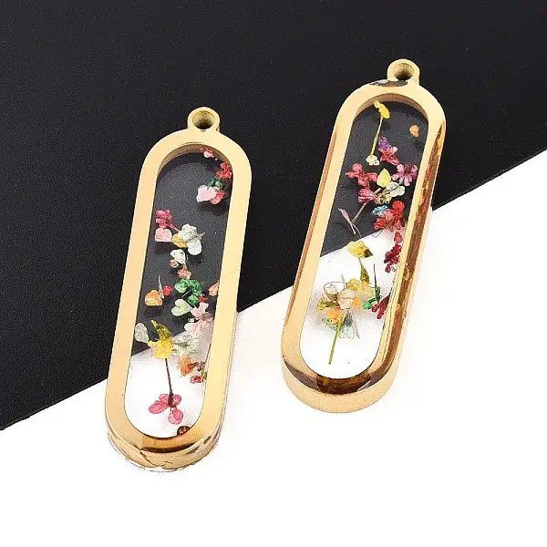 304 Stainless Steel Epoxy Resin Pendants