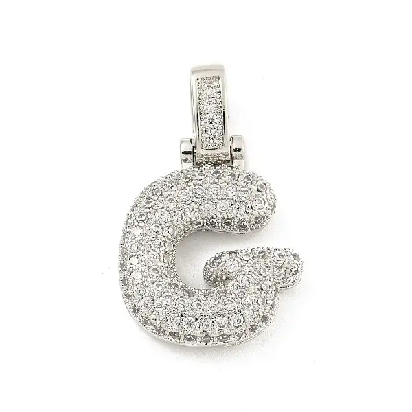Brass Micro Pave Clear Cubic Zirconia Pendants