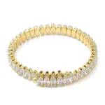 Rack Plating Brass Cubic Zirconia Oval Bangle for Women