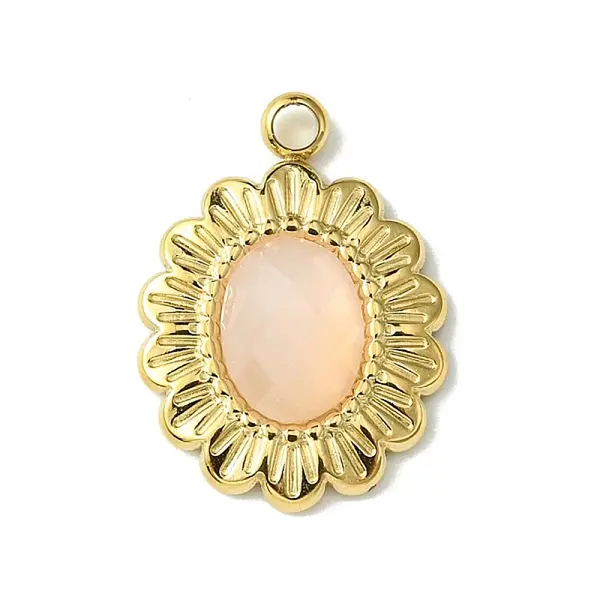 Ion Plating(IP) Real 14K Gold Plated 304 Stainless Steel with Glass Pendant