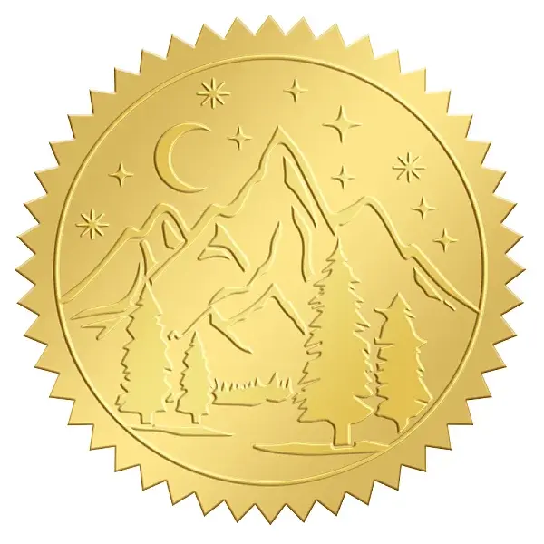 Plastic Self Adhesive Gold Foil Embossed Stickers