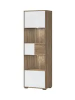 Vysoká vitrína s osvětlením freya - dub halifax/bílá