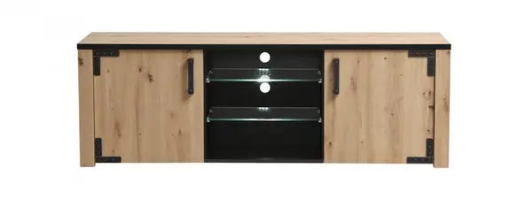 Tv stolek s osvětlením miles - dub artisan/černá