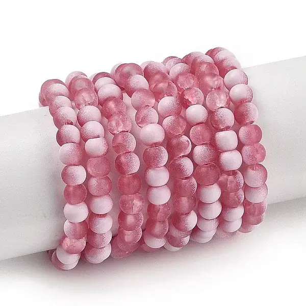 Frosted Crackle Glass Beads Strands