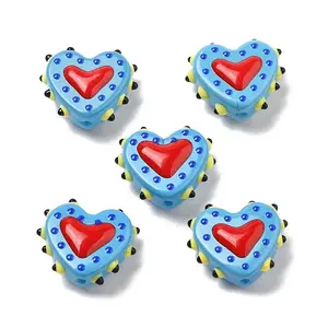 Baking Painted Glass Bumpy Beads Heart