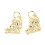 Brass Micro Pave Clear Cubic Zirconia Charms