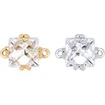 12Pcs 2 Colors Brass Micro Pave Clear Cubic Zirconia Links