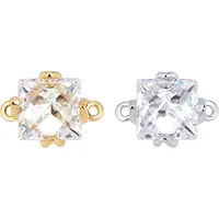 12Pcs 2 Colors Brass Micro Pave Clear Cubic Zirconia Links