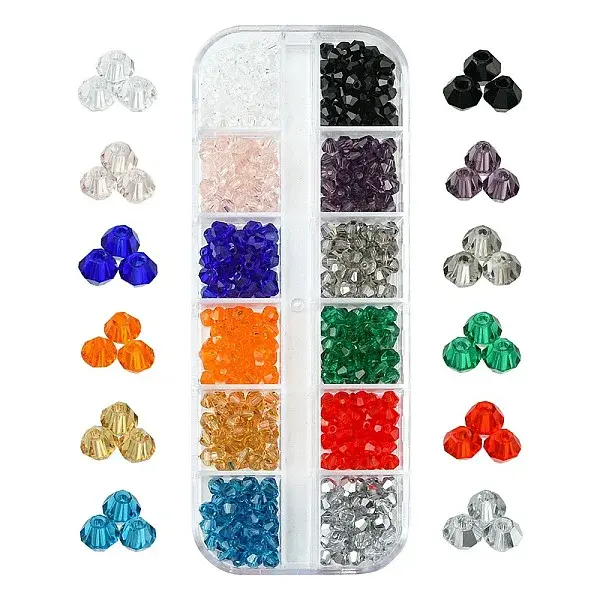 480Pcs 12 Colors Imitate Austrian Crystal Bicone Glass Beads