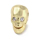 Brass Micro Pave Clear Cubic Zirconia Beads