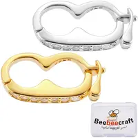 2Pcs 2 Colors 925 Sterling Silver Micro Pave Clear Cubic Zirconia Twister Clasp