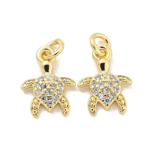 Brass Micro Pave Clear Cubic Zirconia Charms