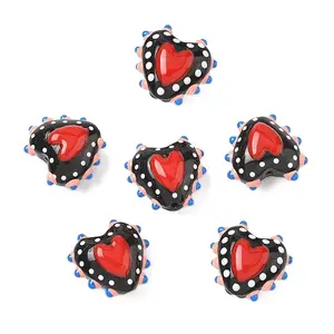 Baking Painted Glass Bumpy Beads Heart