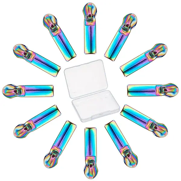 12Pcs Rectangle Zinc Alloy Replacement Zipper Sliders