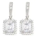 Brass Pave Cubic Zirconia Rectangle Hoop Earrings for Women