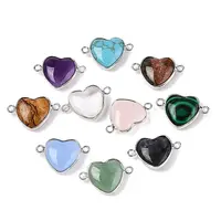 Natural & Synthetic Mixed Stone Love Heart Pendants