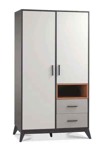 Dvoudveřová šatní skříň thor - béžová/bílá/černá