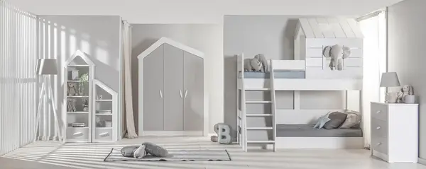 Pokoj pro dvě děti boom - bílá/šedá