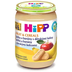 Hipp BIO jablka a banány s dětskými keksy dětský příkrm 190 g