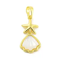 Brass Pave Shell Pendants