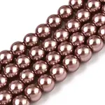 Baking Paint Pearlized Glass Pearl Round Bead Strands