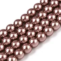Baking Painted Pearlized Glass Pearl Round Bead Strands