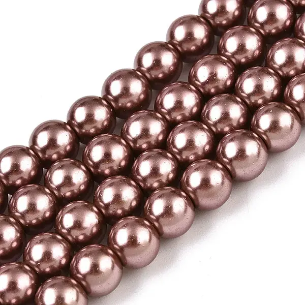 Baking Painted Pearlized Glass Pearl Round Bead Strands