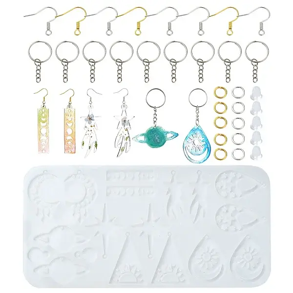 DIY Mixed Shapes Charm Pendant Silicone Molds for DIY Earring Keychain Making