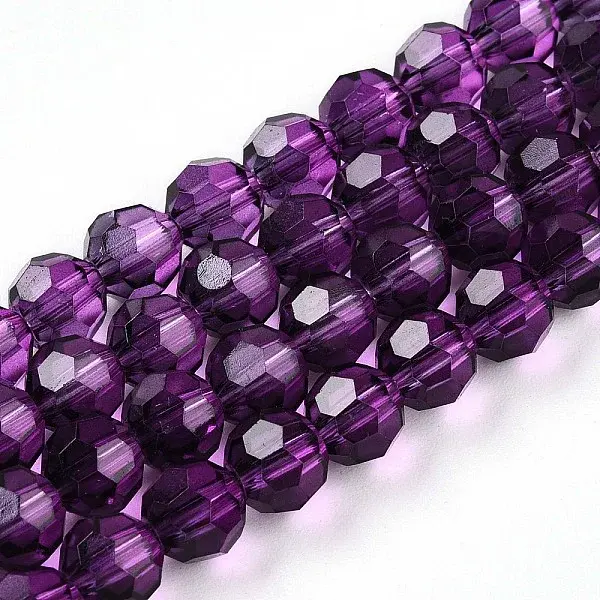 Baking Paint Transparent Glass Beads Strands