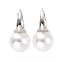 Plastic Pearl Hoop Earrings