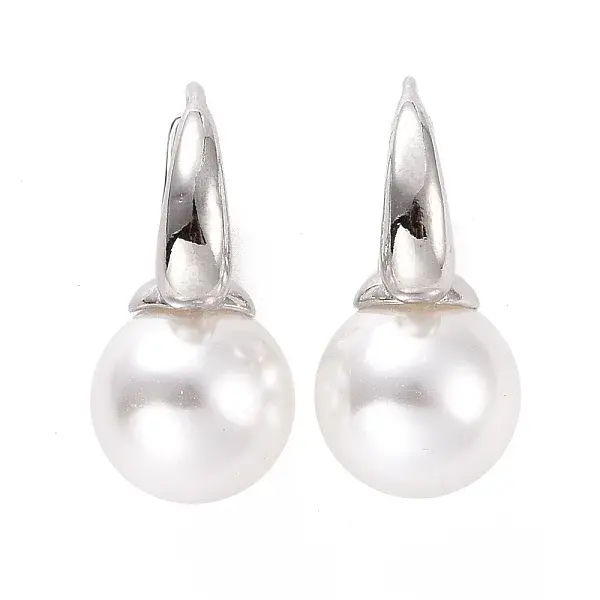 Plastic Pearl Hoop Earrings