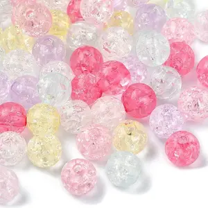 100Pcs Transparent Crackle Acrylic Beads