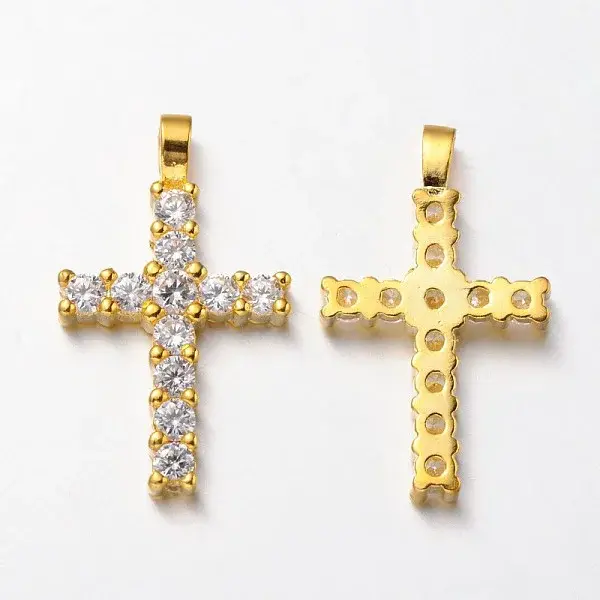 Latin Cross Brass Micro Pave Cubic Zirconia Pendants