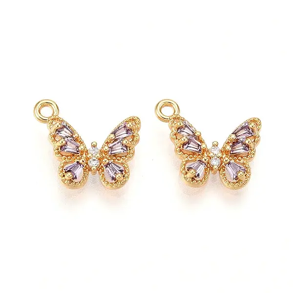 Brass Micro Pave Cubic Zirconia Charms