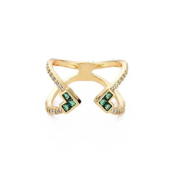 Criss Cross Clear Cubic Zirconia Cuff Ring