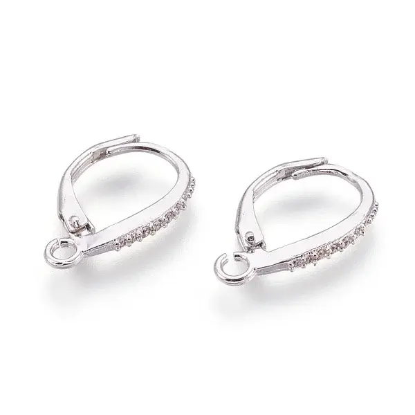 Brass Micro Pave Cubic Zirconia Leverback Earring Findings