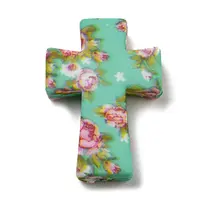 Cross with Flower Silicone Focal Beads