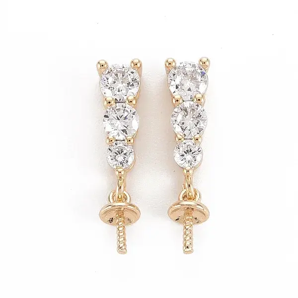 Brass Micro Pave Clear Cubic Zirconia Peg Bails Pendants