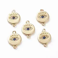 Brass Micro Pave Clear & Royal Blue Cubic Zirconia Links Connectors