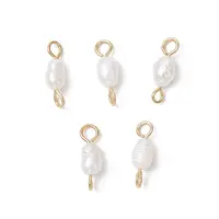 Natural Cultured Freshwater Pearl Potato Links Connector Charms