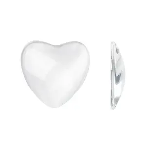 Transparent Glass Heart Cabochons