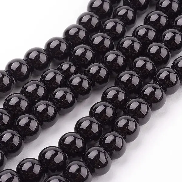Black Glass Pearl Round Loose Beads For Jewelry Necklace Craft Making