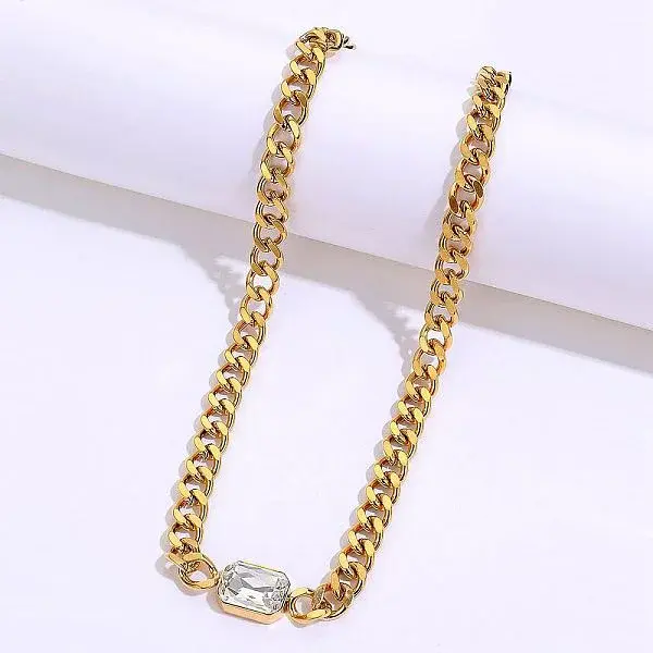 Cubic Zirconia Rectangle Pendant Necklace