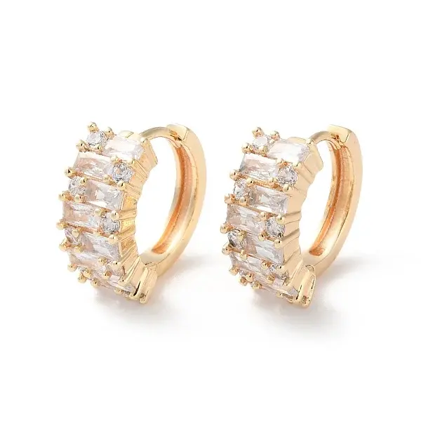 Rack Plating Brass Clear Cubic Zirconia Hoop Earrings