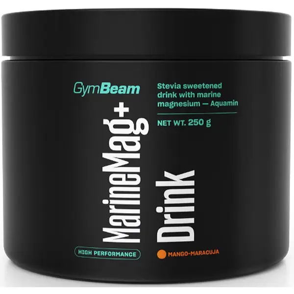 GymBeam Marine Mag+ Drink prášok na účinné doplnenie horčíka príchuť Mango & Maracuja 250 g