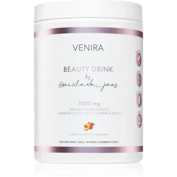 Venira Beauty Drink by @michaela_jonas prášek na přípravu nápoje pro krásné vlasy, pleť a nehty příchuť Peach-apricot 324 g