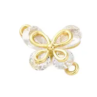 Brass Clear Cubic Zirconia Connector Charms/Links